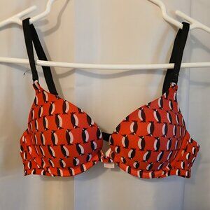 VICTORIA'S SECRET Push Up Bra Red Penguin print 32B Convertible Demi fun & flirt